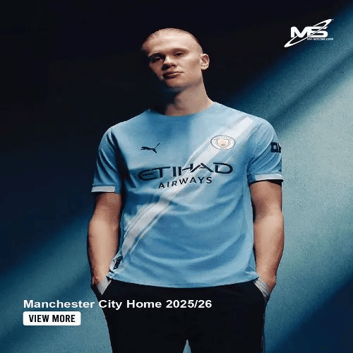 Manchester City FC Men’s 2025/26 Authentic Home Soccer Jersey – Slim Fit – Light Blue