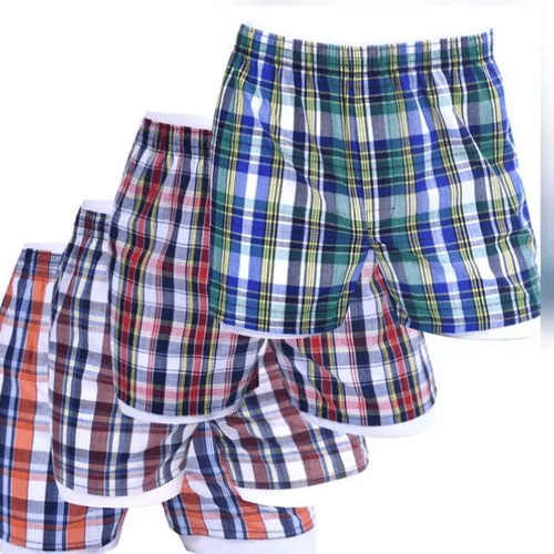 3-Pcs Men’s Checked Cotton Boxer Shorts – 100% Pure Cotton, Classic Comfort & Timeless Style