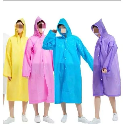 Men & Women Reusable Waterproof Hooded Raincoat – Lightweight EVA Long Jacket with Buttons & Poncho Design (Unisex Outdoor Rainwear)