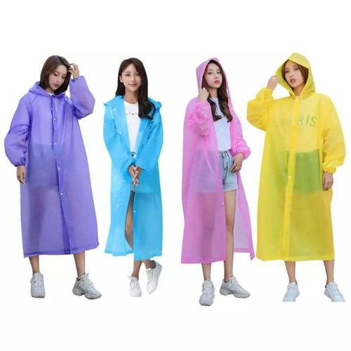 Men & Women Reusable Waterproof Hooded Raincoat – Lightweight EVA Long Jacket with Buttons & Poncho Design (Unisex Outdoor Rainwear)