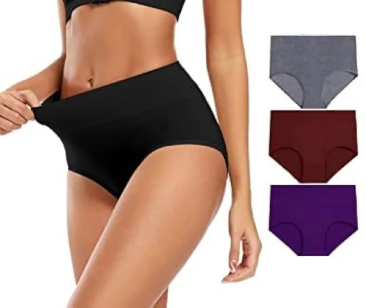 3PCS Women’s High-Waist Cotton Panties – Soft Breathable Seamless Briefs for Everyday Comfort (Assorted Colors)