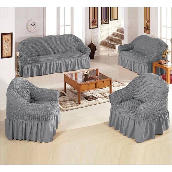 Bubbles Loose Sofa Seat Covers for 7-Seater Set (3+2+1+1) – Stretchable, Washable, Anti-Slip Elastic Fabric Couch Protector – 5 Colors Available