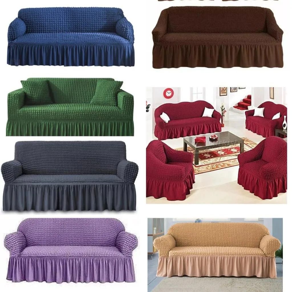 Bubbles Loose Sofa Seat Covers for 7-Seater Set (3+2+1+1) – Stretchable, Washable, Anti-Slip Elastic Fabric Couch Protector – 5 Colors Available