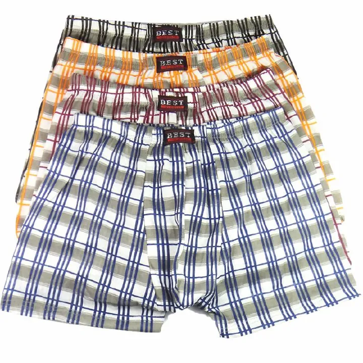 3Pcs Men’s Cotton Checked Boxers – Soft, Stretchy & Breathable Designer Briefs (Assorted Colors)