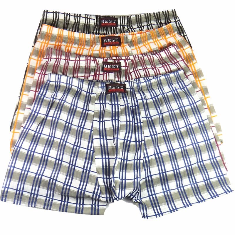 3Pcs Men’s Cotton Checked Boxers – Soft, Stretchy & Breathable Designer Briefs (Assorted Colors)