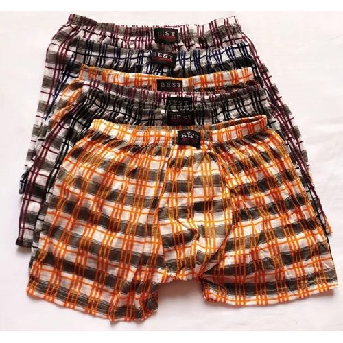 3Pcs Men’s Cotton Checked Boxers – Soft, Stretchy & Breathable Designer Briefs (Assorted Colors)