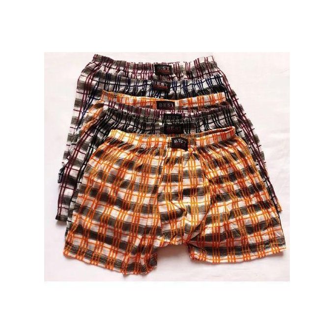 3Pcs Men’s Cotton Checked Boxers – Soft, Stretchy & Breathable Designer Briefs (Assorted Colors)