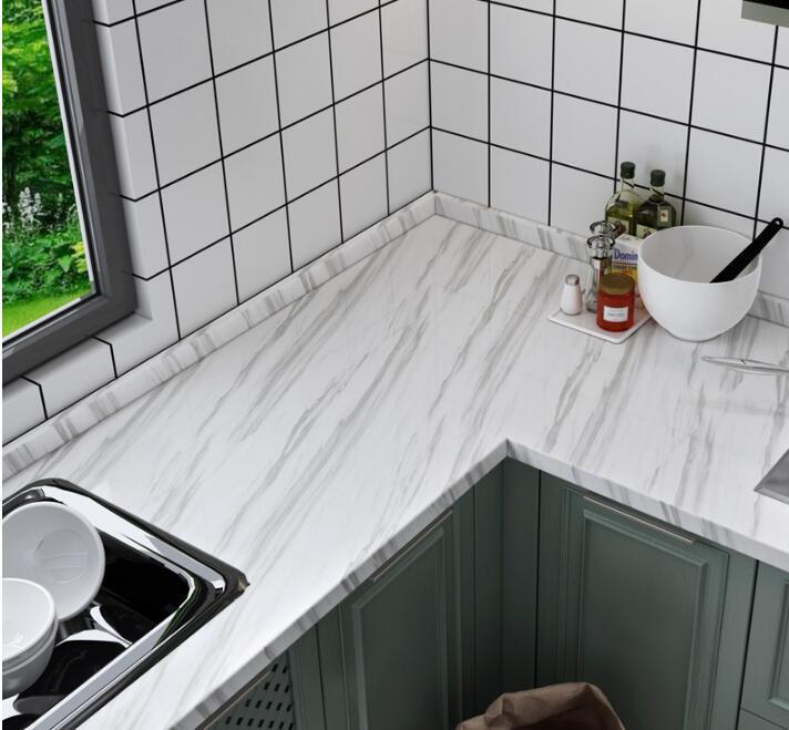 Marble Contact Paper / Wallpaper – White & Black Self-Adhesive Vinyl Roll (2m × 60cm) for Furniture, Kitchen & Walls