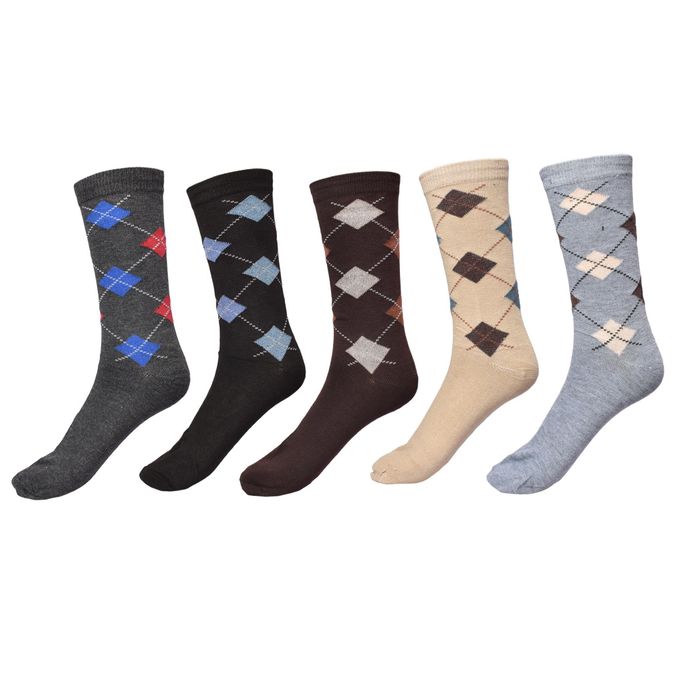 6 Pairs Men’s Plain Office Cotton Socks – Long Dress & Casual Socks, Assorted Colors | Comfortable Breathable Everyday Wear