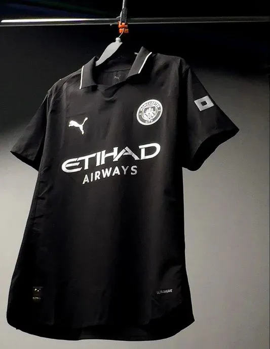 Manchester City FC Men’s 2025/26 Authentic Away Soccer Jersey – Slim Fit – Black with aesthetics