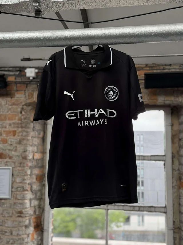 Manchester City FC Men’s 2025/26 Authentic Away Soccer Jersey – Slim Fit – Black with aesthetics