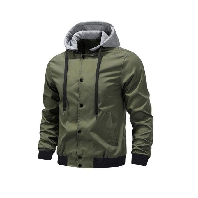 Men’s Snap-Up Hooded Bomber Jacket.
