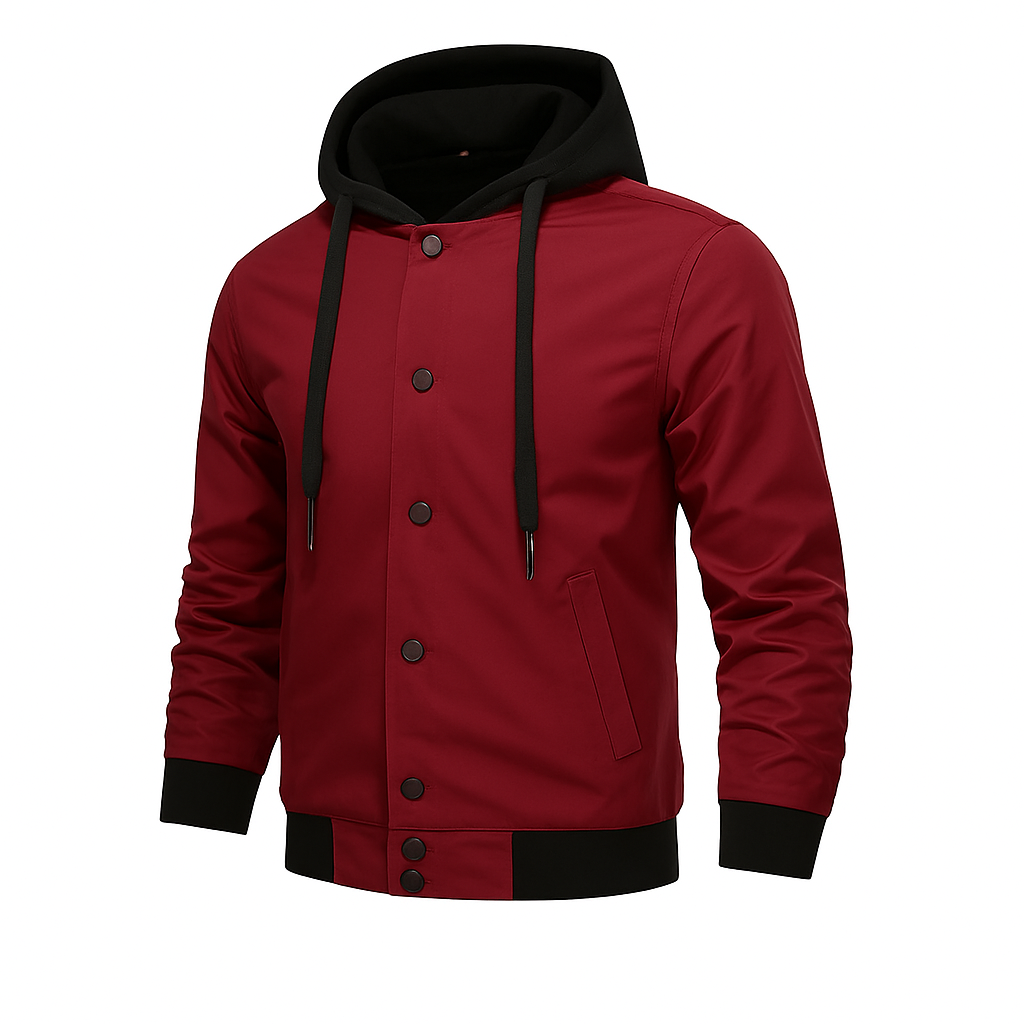 Men’s Snap-Up Hooded Bomber Jacket.