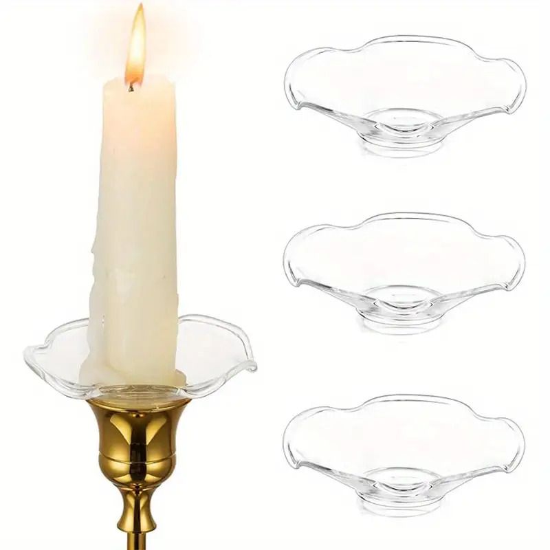 6 Pack Glass Candle Holders Set with Wax Catcher, Drip Guards& Anti-Tip Base- for Table Centerpieces, Weddings, Christmas, Home Decor and Festive Events, Candle Holder Decor, Pumpkin Jar For Candles