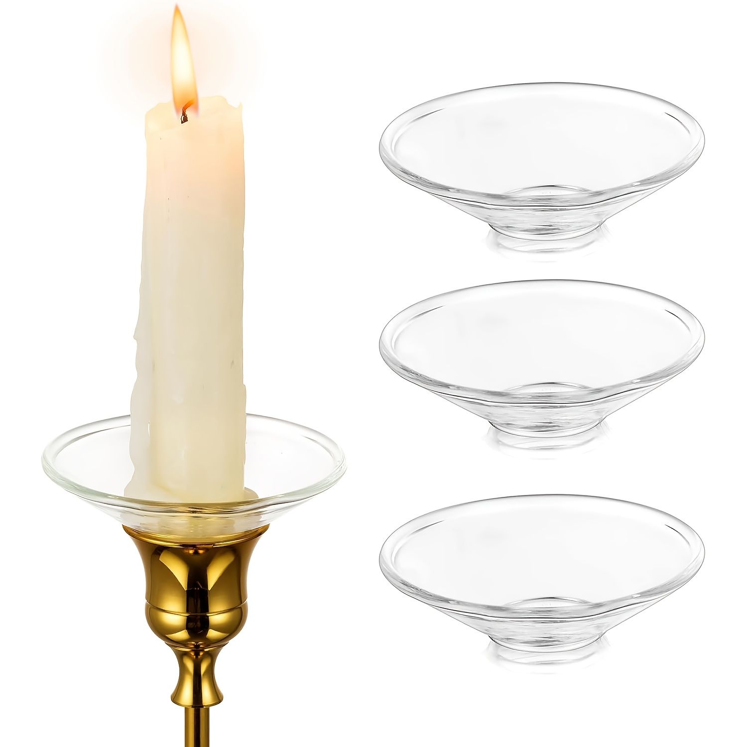 6 Pack Glass Candle Holders Set with Wax Catcher, Drip Guards& Anti-Tip Base- for Table Centerpieces, Weddings, Christmas, Home Decor and Festive Events, Candle Holder Decor, Pumpkin Jar For Candles