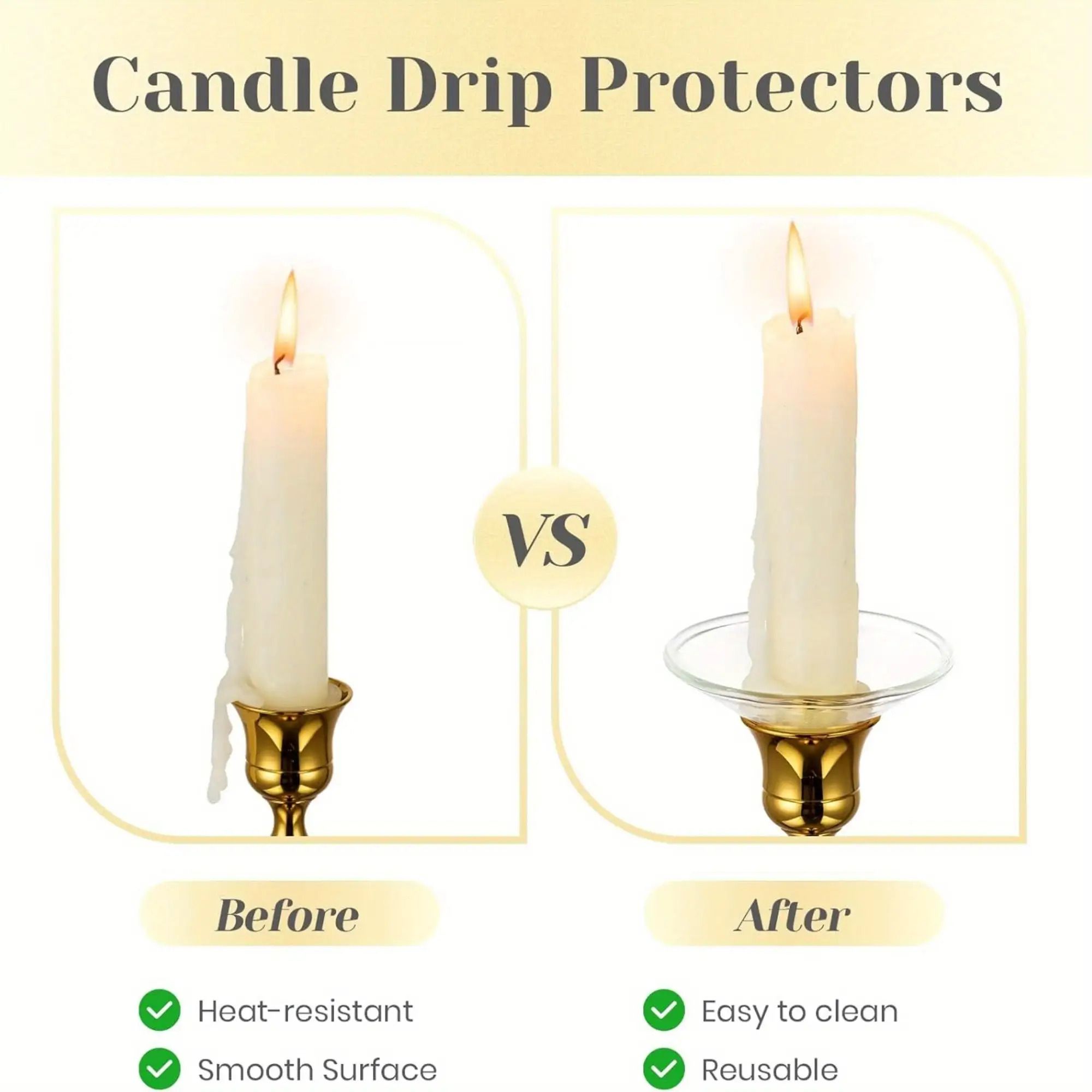 6 Pack Glass Candle Holders Set with Wax Catcher, Drip Guards& Anti-Tip Base- for Table Centerpieces, Weddings, Christmas, Home Decor and Festive Events, Candle Holder Decor, Pumpkin Jar For Candles