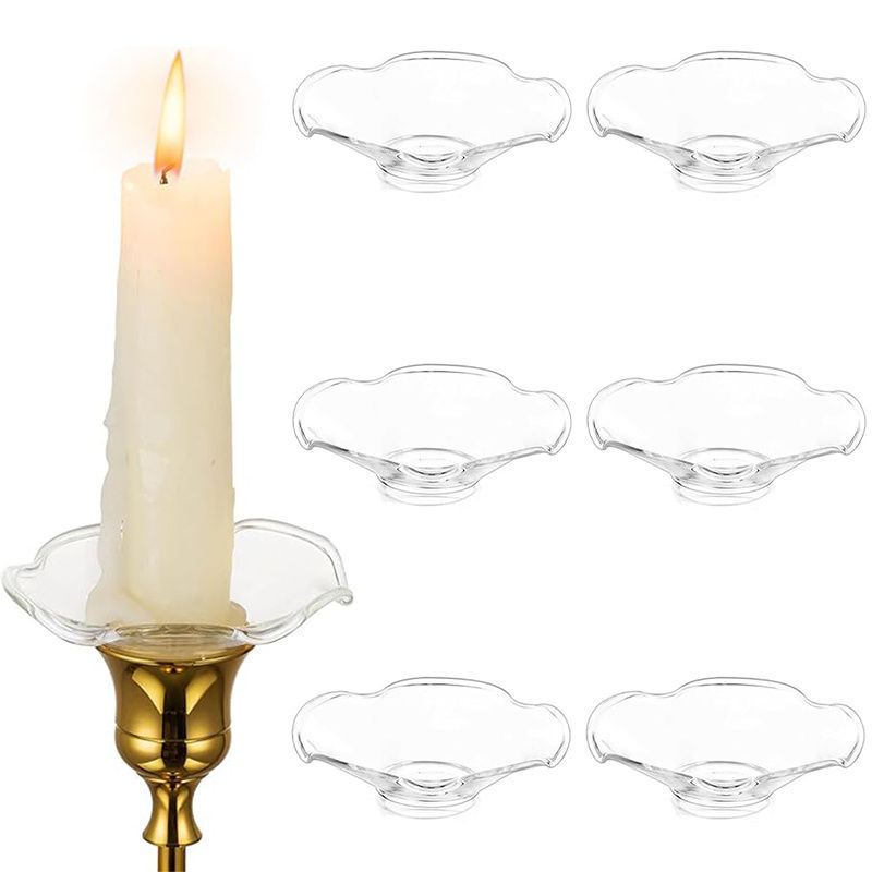 6 Pack Glass Candle Holders Set with Wax Catcher, Drip Guards& Anti-Tip Base- for Table Centerpieces, Weddings, Christmas, Home Decor and Festive Events, Candle Holder Decor, Pumpkin Jar For Candles