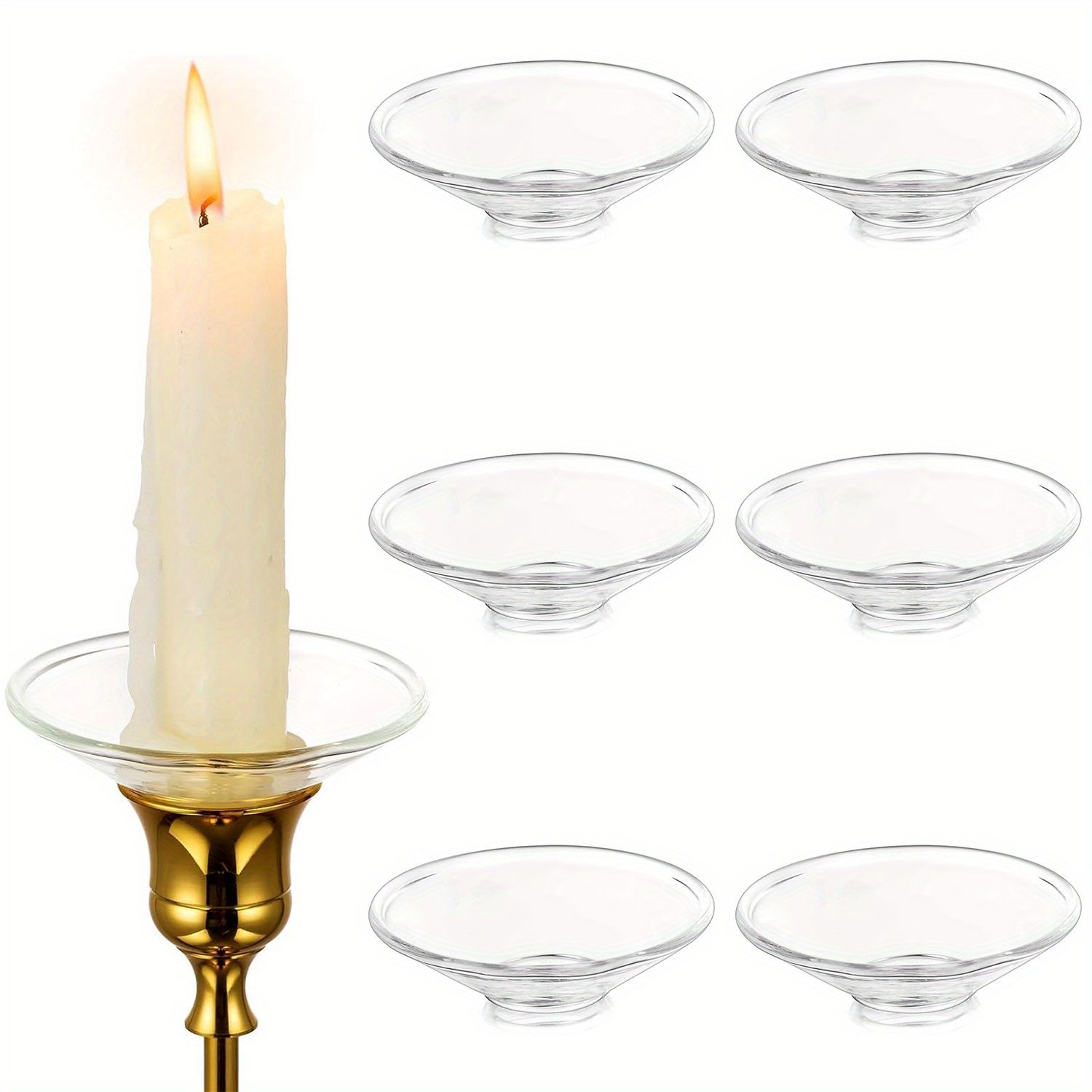 6 Pack Glass Candle Holders Set with Wax Catcher, Drip Guards& Anti-Tip Base- for Table Centerpieces, Weddings, Christmas, Home Decor and Festive Events, Candle Holder Decor, Pumpkin Jar For Candles