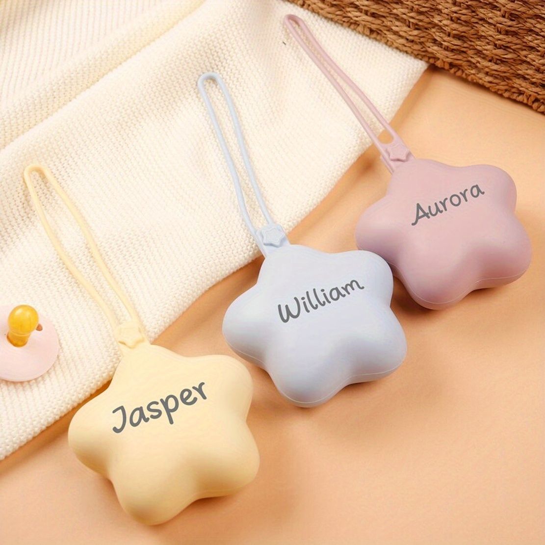 1pc Personalized Baby /Sooother Storage Bag - Medical-Grade Silicone Baby Dummy Case with Engravable Name/Initials, Soft Pastel Colors