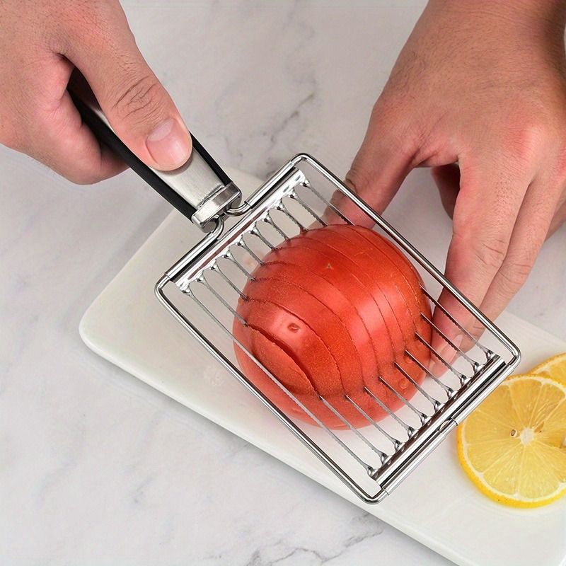 Stainless Steel Tomato Slicer - Manual Fruit & Vegetable Cutter, Egg Slicer, Kitchen Gadget for Perfect Slices & Dices, Ideal for Salads, Sandwiches & Breakfast Prep, Manual Slicer|Modern Kitchenware|