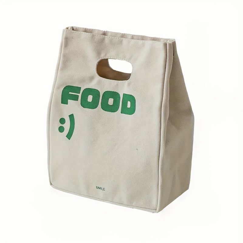 1 Portable Insulated Lunch Bag with Aluminum Foil Liner - Insulated Canvas Picnic Bag for Work, School, Camping, Leak-Proof and Fresh-Preserving - Non-Food Contact