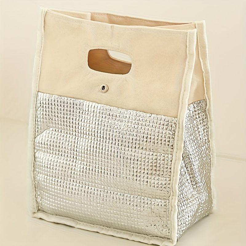 1 Portable Insulated Lunch Bag with Aluminum Foil Liner - Insulated Canvas Picnic Bag for Work, School, Camping, Leak-Proof and Fresh-Preserving - Non-Food Contact