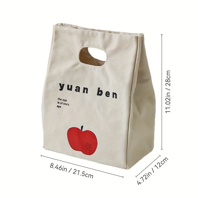 1 Portable Insulated Lunch Bag with Aluminum Foil Liner - Insulated Canvas Picnic Bag for Work, School, Camping, Leak-Proof and Fresh-Preserving - Non-Food Contact