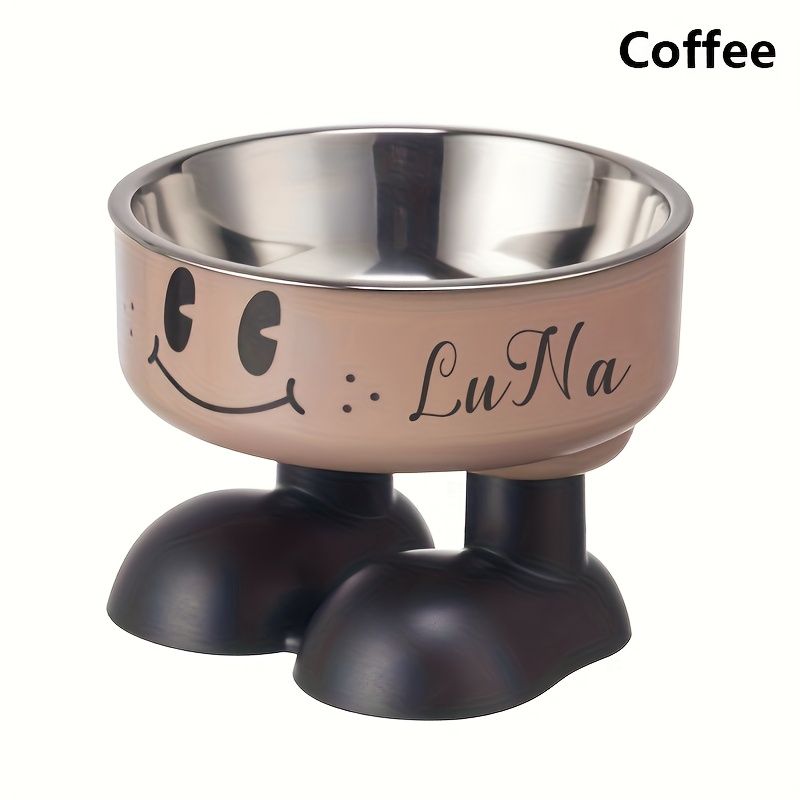 (Customized) Personalized, 1pc, stainless steel raised Pet Bowl, neck protection, high feet to prevent overturning, suitable for raised water basin for kittens, puppies and puppies, Antitip Bowl, Pet