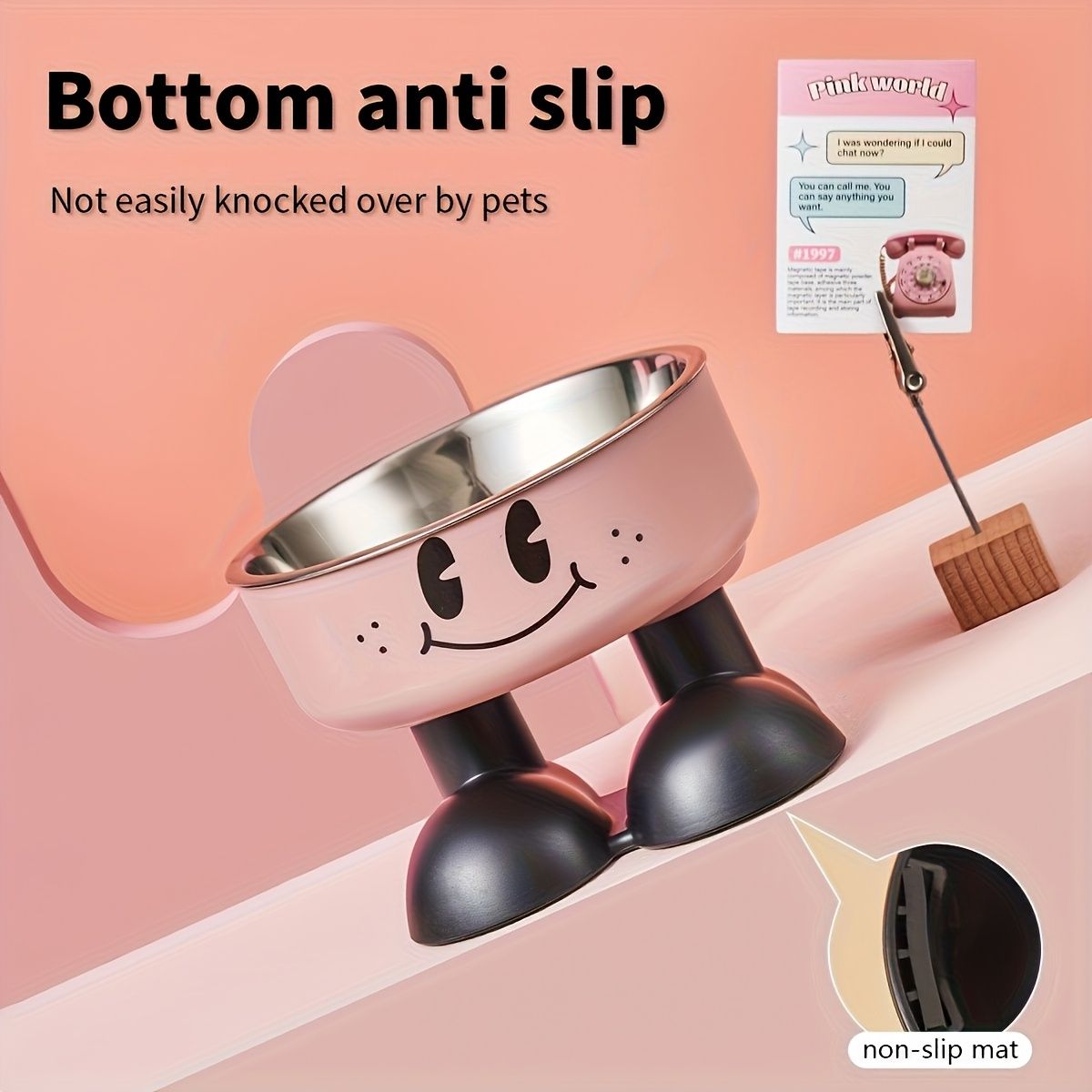 (Customized) Personalized, 1pc, stainless steel raised Pet Bowl, neck protection, high feet to prevent overturning, suitable for raised water basin for kittens, puppies and puppies, Antitip Bowl, Pet