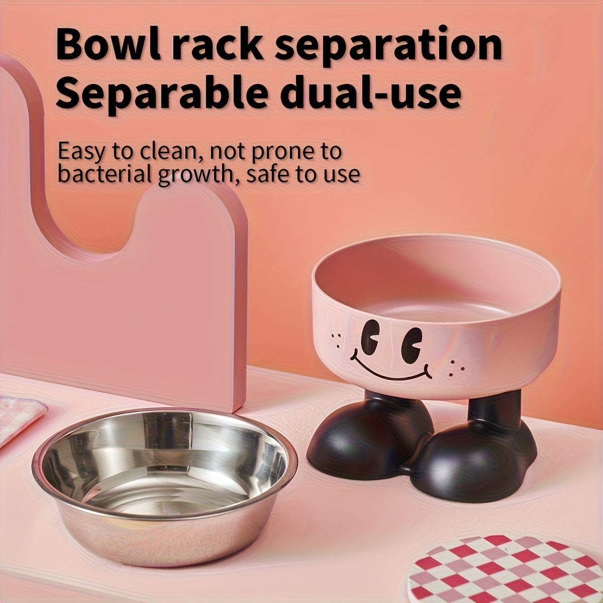 (Customized) Personalized, 1pc, stainless steel raised Pet Bowl, neck protection, high feet to prevent overturning, suitable for raised water basin for kittens, puppies and puppies, Antitip Bowl, Pet