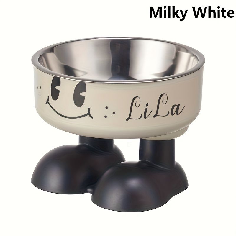 (Customized) Personalized, 1pc, stainless steel raised Pet Bowl, neck protection, high feet to prevent overturning, suitable for raised water basin for kittens, puppies and puppies, Antitip Bowl, Pet
