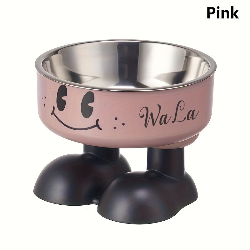 (Customized) Personalized, 1pc, stainless steel raised Pet Bowl, neck protection, high feet to prevent overturning, suitable for raised water basin for kittens, puppies and puppies, Antitip Bowl, Pet