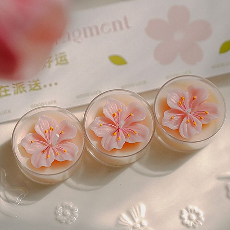 1pc Handmade Floral Soy Wax Candle - Mini Tea Light with Pink & White Flower Design, 4-8 Hour Burn Time, Glass Container, Perfect for Home Decor, Gifts, And Creative Ornaments, Candles Decorative