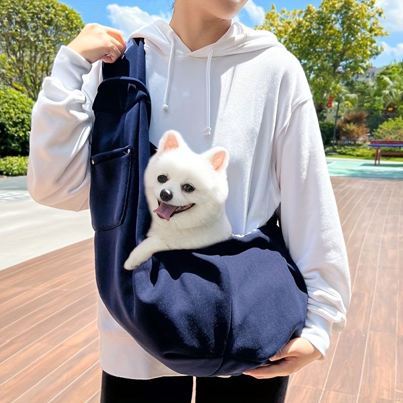 PAWSTRIP Outdoor Pet Carrier Bag - Adjustable Crossbody Shoulder Strap, Snap Closure, Front Dog & Cat Face Window - Lightweight Breathable Fabric for Small Pets up to 7.5kg/16.5lbs