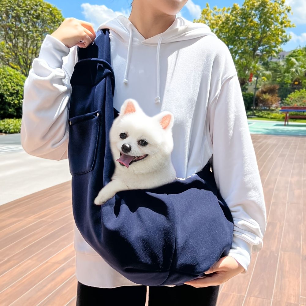 PAWSTRIP Outdoor Pet Carrier Bag - Adjustable Crossbody Shoulder Strap, Snap Closure, Front Dog & Cat Face Window - Lightweight Breathable Fabric for Small Pets up to 7.5kg/16.5lbs