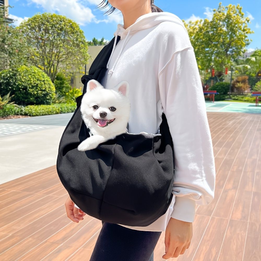 PAWSTRIP Outdoor Pet Carrier Bag - Adjustable Crossbody Shoulder Strap, Snap Closure, Front Dog & Cat Face Window - Lightweight Breathable Fabric for Small Pets up to 7.5kg/16.5lbs
