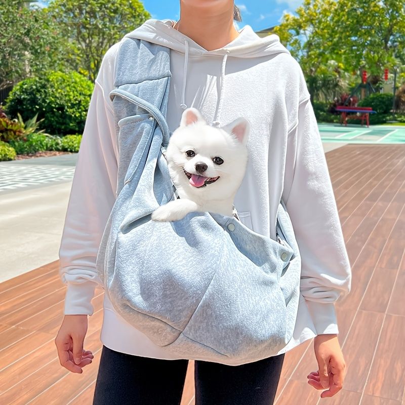 PAWSTRIP Outdoor Pet Carrier Bag - Adjustable Crossbody Shoulder Strap, Snap Closure, Front Dog & Cat Face Window - Lightweight Breathable Fabric for Small Pets up to 7.5kg/16.5lbs