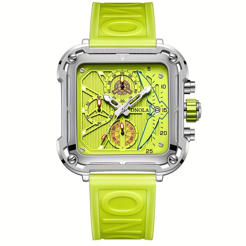 Men's fashionable quartz watch, square multifunctional chronograph, soft and durable sports watch, suitable for daily and outdoor activities, watches for men high quality, perfect choice