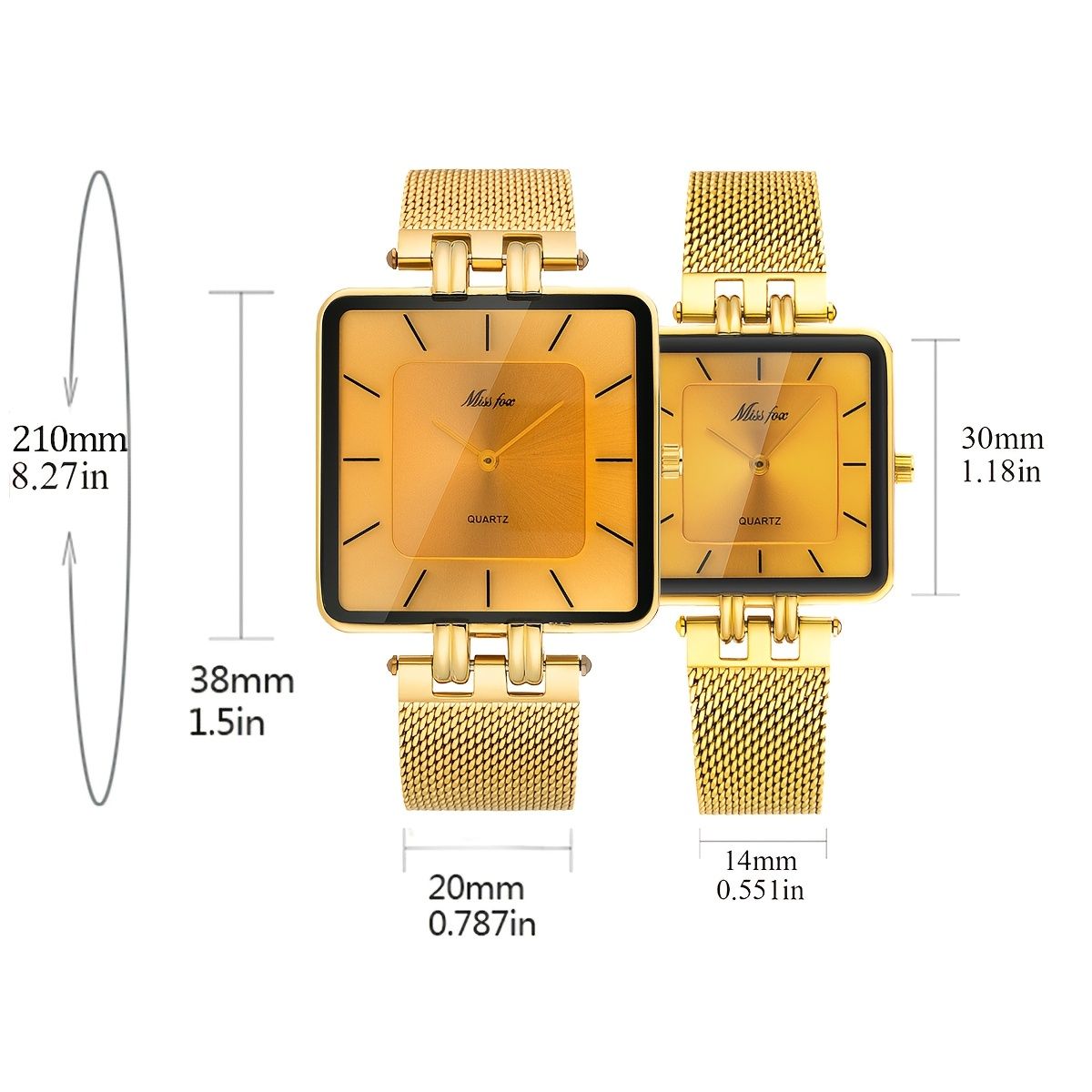 Fashionable Square Quartz Watches for Men & Women, Luxury Stainless Steel Mesh Band, Water-Resistant, Battery Powered, Non-Precious Alloy Case, Regular Cleaning, Ideal for Valentine's, Ramadan