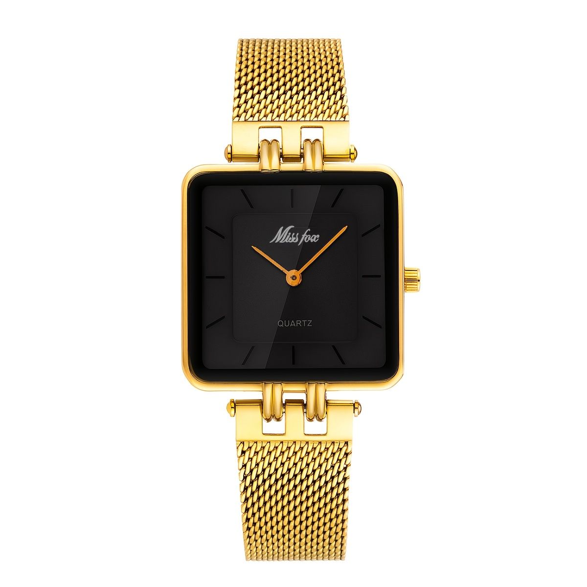Fashionable Square Quartz Watches for Men & Women, Luxury Stainless Steel Mesh Band, Water-Resistant, Battery Powered, Non-Precious Alloy Case, Regular Cleaning, Ideal for Valentine's, Ramadan