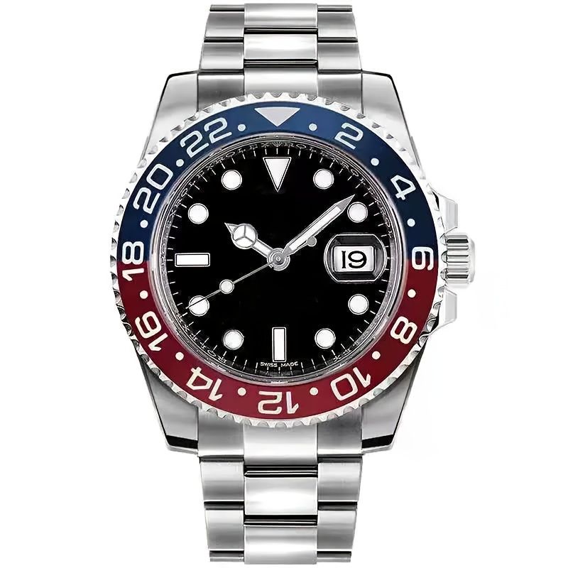 Men's Solid Steel Submariner-Style Diver Watch with Chronograph, High Quality 300m, Night Light, Quartz Movement, Multi-Time Zone Display, Luminous Hands & Bezel, Green Case & Bracelet - Luxury Diving