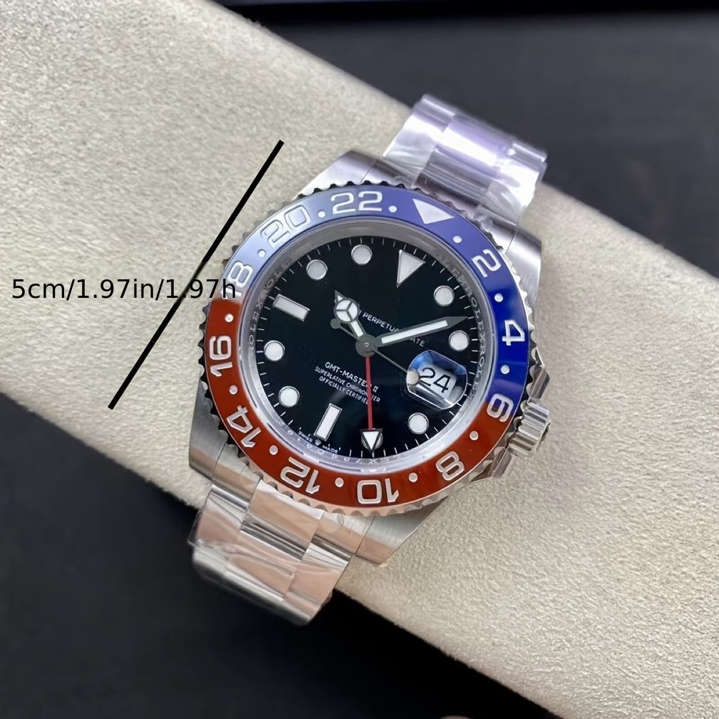 Men's Solid Steel Submariner-Style Diver Watch with Chronograph, High Quality 300m, Night Light, Quartz Movement, Multi-Time Zone Display, Luminous Hands & Bezel, Green Case & Bracelet - Luxury Diving