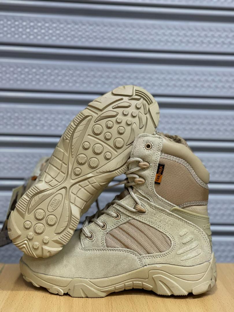 "Original Delta Boots – Built tough with genuine leather upper and durable rubber sole. Designed for strength, comfort, and long-lasting wear, perfect for outdoor and tactical use."
