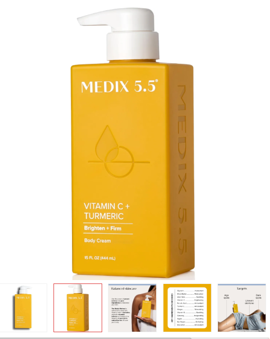 MEDIX 5.5 Vitamin C+ turmeric Cream Face & Body Lotion Moisturizer | Anti Aging Skin Care Firming & Brightening Cream Diminishes The Look Of Uneven Skin Tone, Age Spots, & Sun Damaged Dry Skin 444ml
