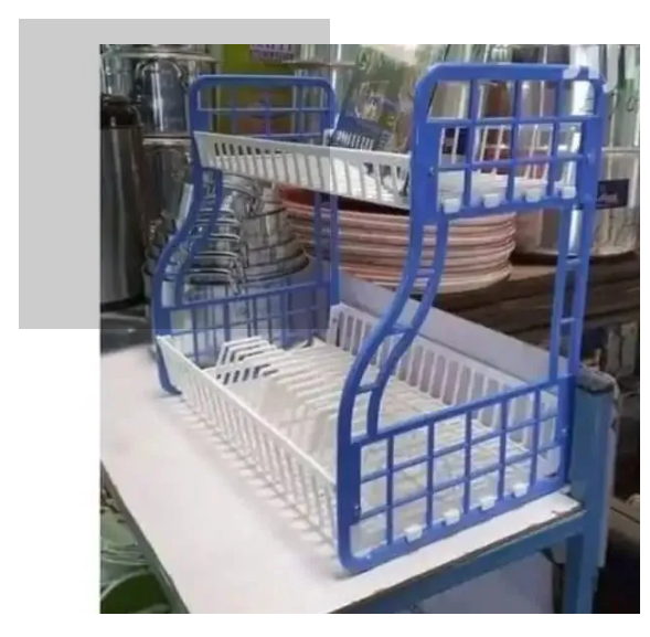 Kenpoly double decker dishrack Two tier heavy plastic Dish Rack Utensil Organizer 2 Layers Kitchen Households