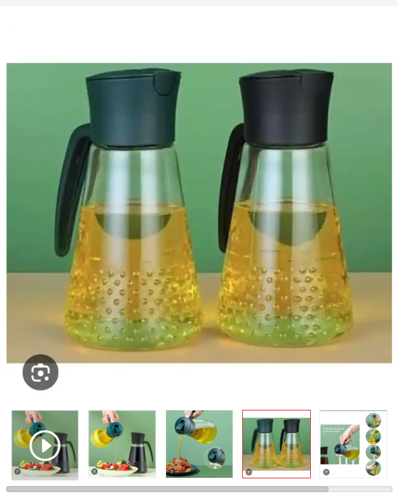 OIL DISPENSER BOTTLE, 630 ML LEAK-PROOF GLASS CONDIMENT JAR WITH AUTOMATIC CAP AND STOPPER, -DRIP SPOUT, ON-SLIP HANDLE FOR KITCHEN COOKING