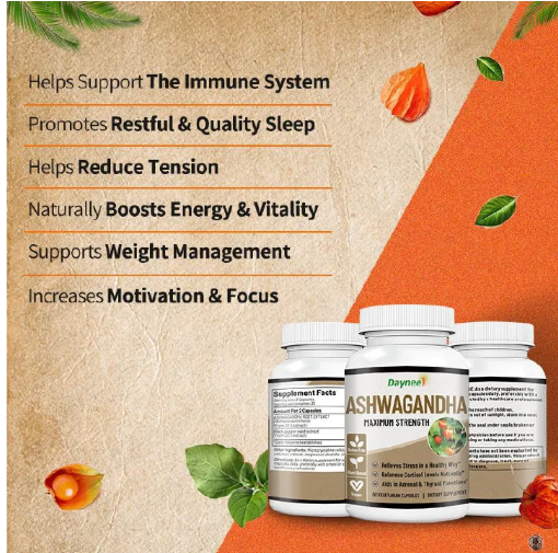 Daynee Ashwagandha Maximum Strength Capsules For Stress Relief, Energy, Hormonal Balance & Overall Wellness – 60 Veggie Caps Relieves Stress, Restores Energy, And Supports Mental & Physical Balance