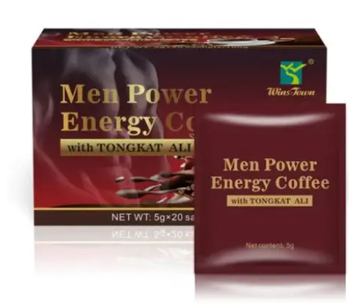 Men Power Energy Coffee with Tongkat Ali Enhances Libido, Boosts Stamina, Delays Ejaculation, Improves Erection Strength, Instant Preparation
