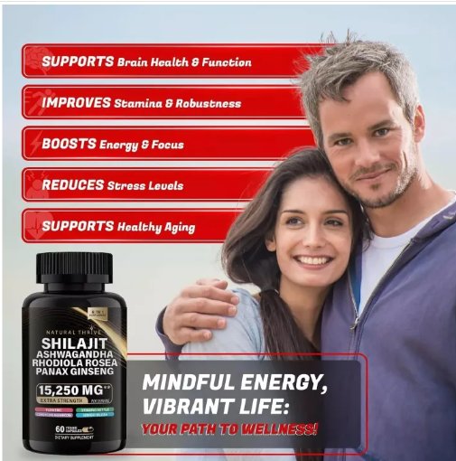Winstown Shilajit Capsules For Men Boosts energy, enhances focus, supports immunity, and promotes overall vitality with Himalayan shilajit