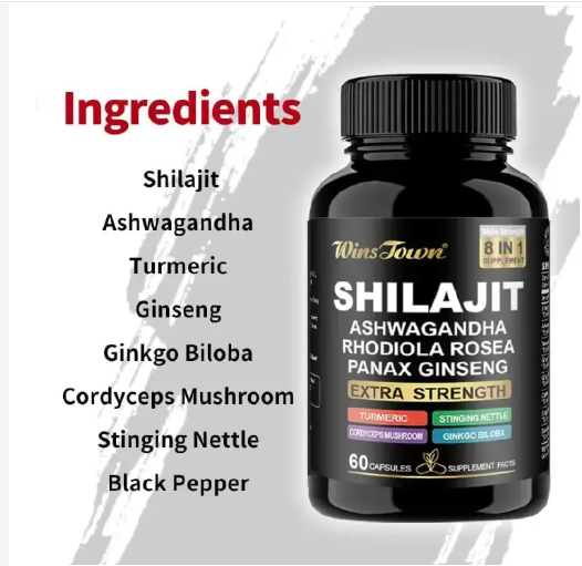 Winstown Shilajit Capsules For Men Boosts energy, enhances focus, supports immunity, and promotes overall vitality with Himalayan shilajit
